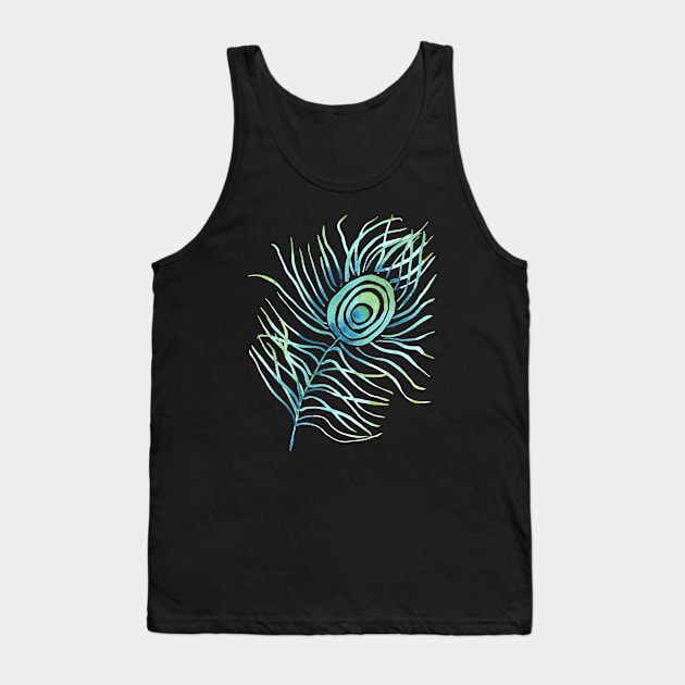 Pink Peacock Feather on White Background Tank Top by MarcyBrennanArt